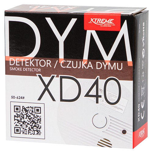 DETEKTOR CZUJNIK DYMU XD-40 9V 50-624
