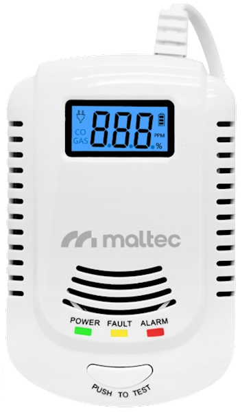MALTEC DETEKTOR CZUJNIK GAZU I CZADU 2W1 240V/9V