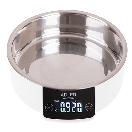 ADLER WAGA KUCHENNA AD-3166 miska, 5kg, biała/INOX