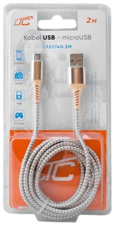 LTC KABEL USB-micro USB LX-8574G 2m złoty