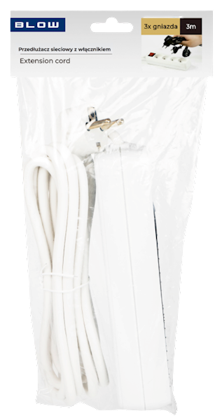 BLOW PRZEDŁUŻACZ PR-370WSP 3m 3gn WŁ. 98-732 biały