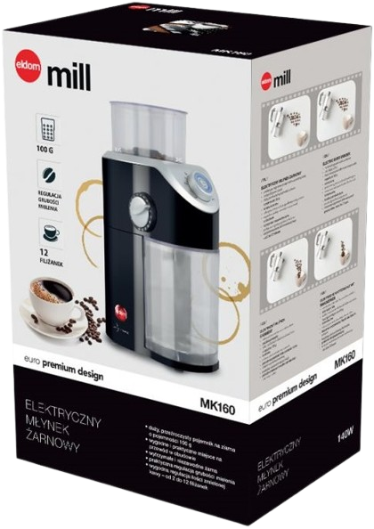 ELDOM MŁYNEK DO KAWY ŻARNOWY MK-160 140W