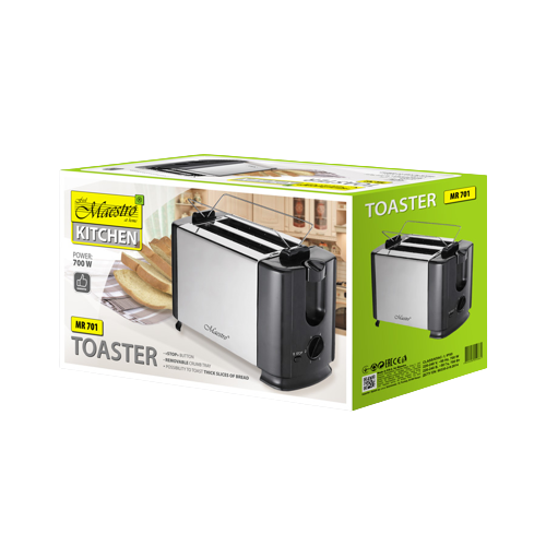 MAESTRO TOSTER MR-701 700W INOX, czarny