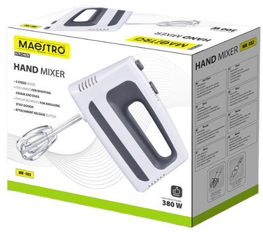 MAESTRO MIKSER RĘCZNY MR-502 500W biało-szary
