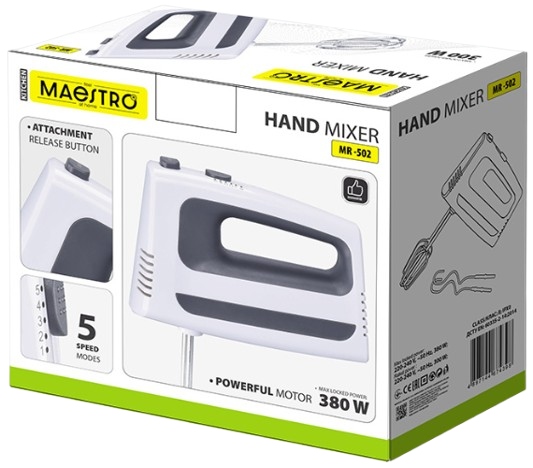 MAESTRO MIKSER RĘCZNY MR-502 500W biało-szary