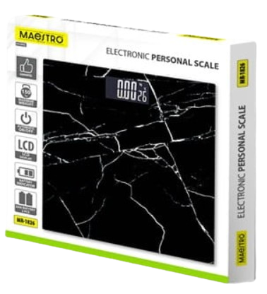 MAESTRO WAGA ŁAZIENKOWA MR-1826 marmur, czarna