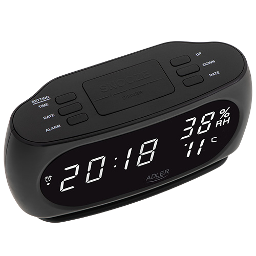 ADLER BUDZIK AD-1186 LED, temp. wilgotność, czarny