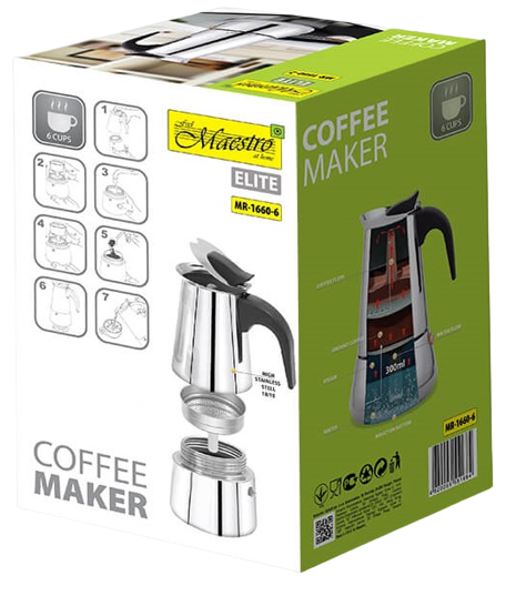 MAESTRO KAWIARKA MR-1660-6 300ml INOX, indukcja