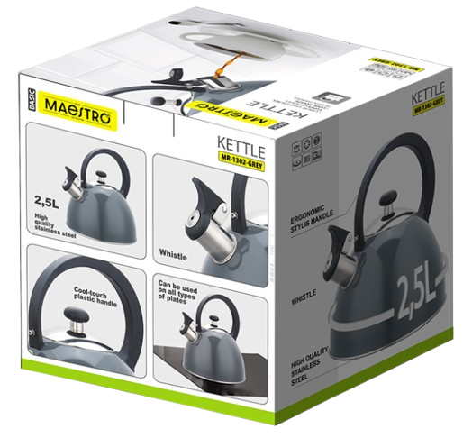 MAESTRO CZAJNIK MR-1302 GREY 2,5L szary