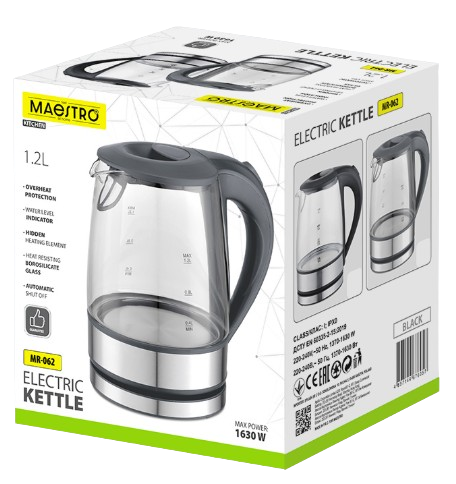 MAESTRO CZAJNIK MR-062 1,2L 1630W szklany, szary