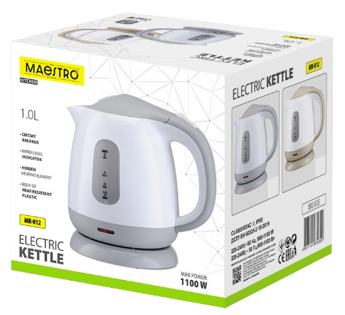 MAESTRO CZAJNIK MR-012 1L 1100W biało-szary