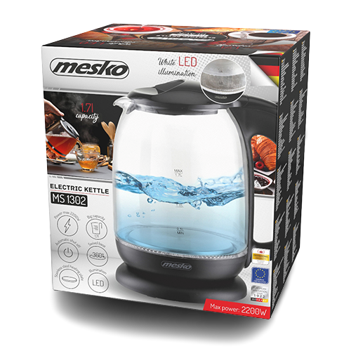 MESKO CZAJNIK MS-1302 1,7L 2200W szklany, czarny