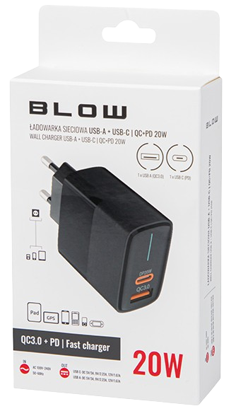 BLOW ŁADOWARKA SIECIOWA 76-021 USB-USB-C 3A