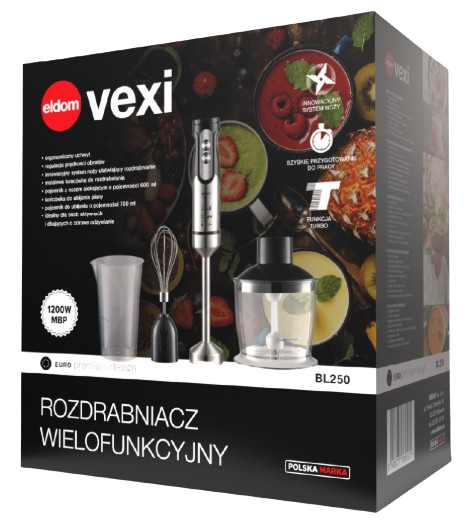 ELDOM BLENDER BL-250 1200W rozdr trzep kubek INOX