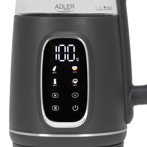 ADLER CZAJNIK AD-1305 1,7 LED reg.temp szaro-srebr