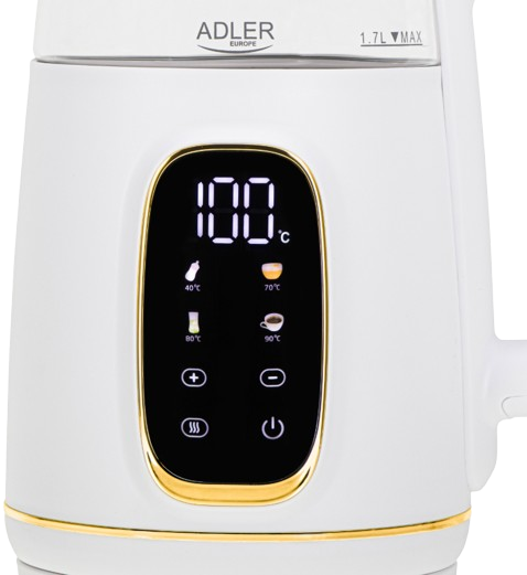 ADLER CZAJNIK AD-1305 1,7 LED reg.temp biało-złoty