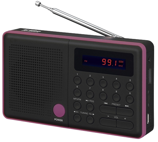 ELTRA RADIO PLISZKA USB/SD biała, bat.-akumulator