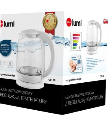 ELDOM CZAJNIK C-510B 1,7L 2200W szk reg.temp biały