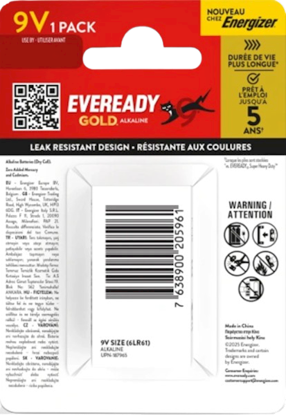 EVEREADY BATERIA 6LR61/1BP 9V ALK.