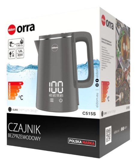 ELDOM CZAJNIK C-515S 1,8L 2000W reg temp szary