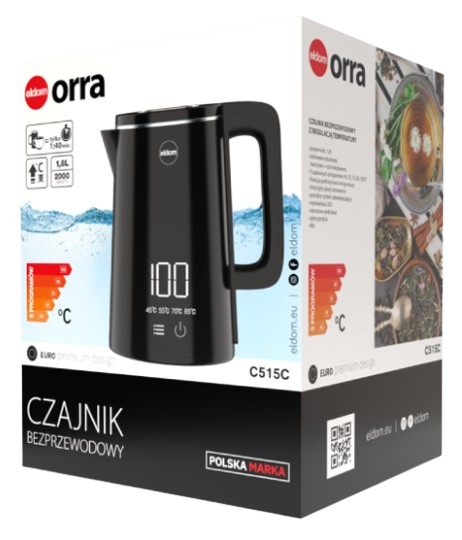 ELDOM CZAJNIK C-515C 1,8L 2000W reg temp czarny