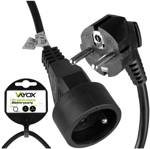 VAYOX PRZEDŁUŻACZ 1,5M 1GN VA-310-1,5 czarny