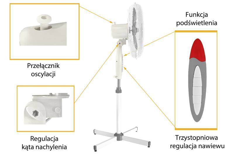 LTC WENTYLATOR PODŁOGOWY WT-01 50W biały