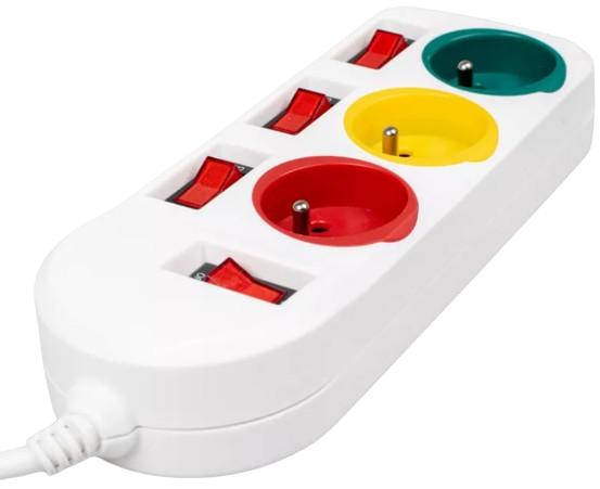 VAYOX PRZEDŁUŻACZ 1,5M 3GN VA-0400 biały/kolor wył