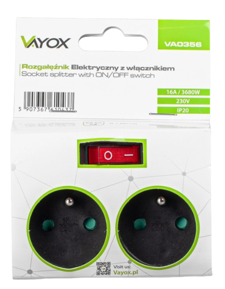 VAYOX ROZGAŁĘŹNIK SIECIOWY VA-0356 2gn prosty wył 