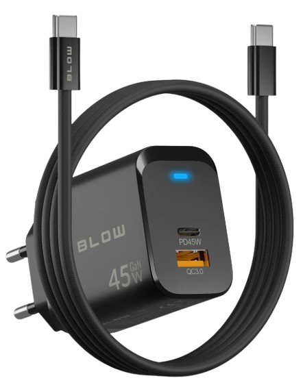 BLOW ŁADOWARKA SIECIOWA 76-033 USB-USB-C 45W+kabel