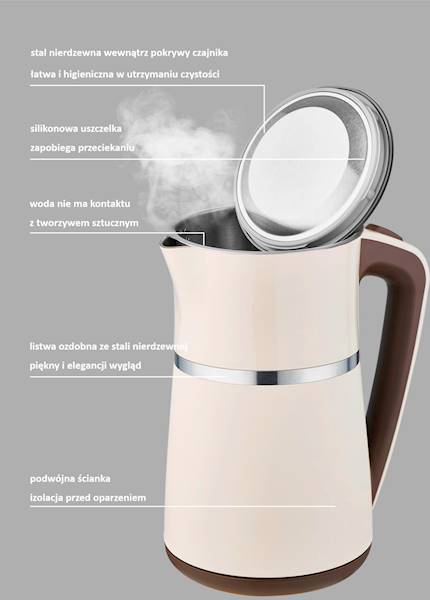 MAESTRO CZAJNIK MR-030 1,7L 2200W INOX beżowy