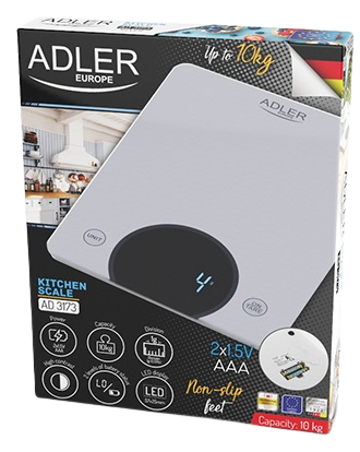 ADLER WAGA KUCHENNA AD-3173S udźwig 10kg srebrna