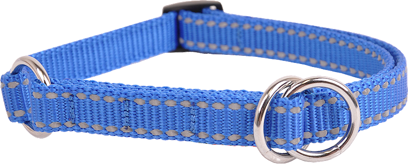 Obroża półzaciskowa odblask 15mm/25-40cm NIEBIESKA