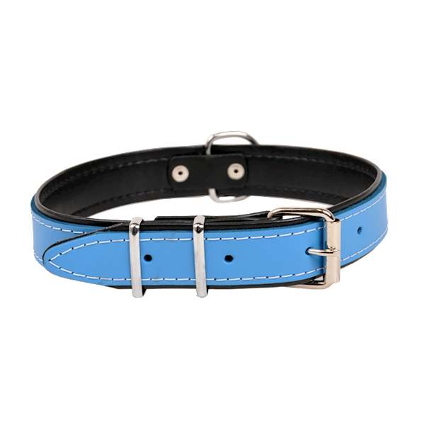 Obroża skórzana 16mm/40cm PREMIUM BŁĘKITNA