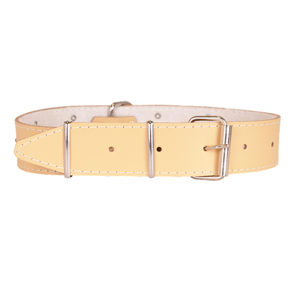 Obroża skórzana 40mm/67cm ĆWIEK BEŻ