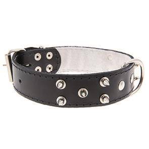 Obroża skórzana 40mm/46cm KOLEC DUŻY CZARNA