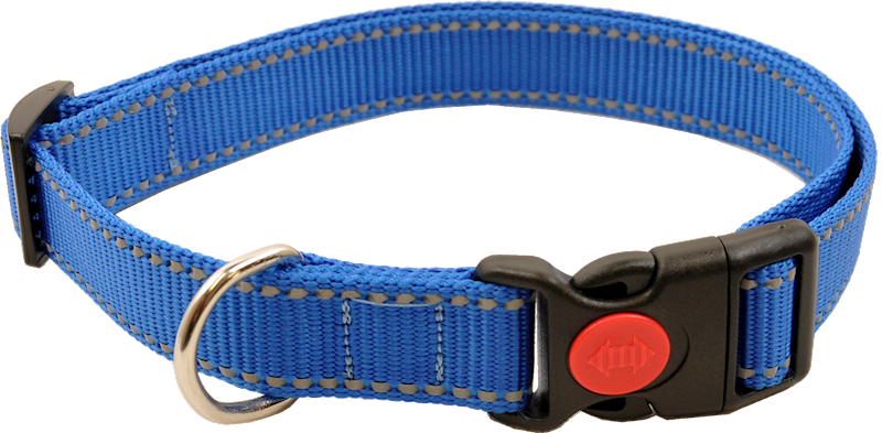 Obroża z zapinką odblask 15mm/30-42cm NIEBIESKA