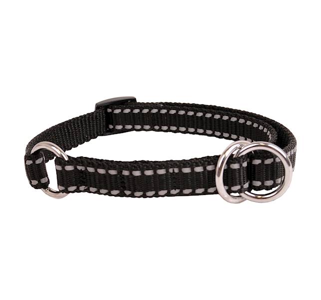 Obroża półzaciskowa odblask 15mm/25-40cm CZARNA