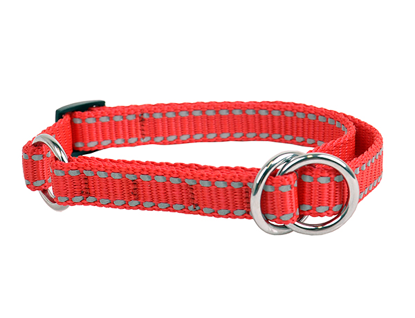 Obroża półzaciskowa odblask 20mm/35-50cm CZERWONA