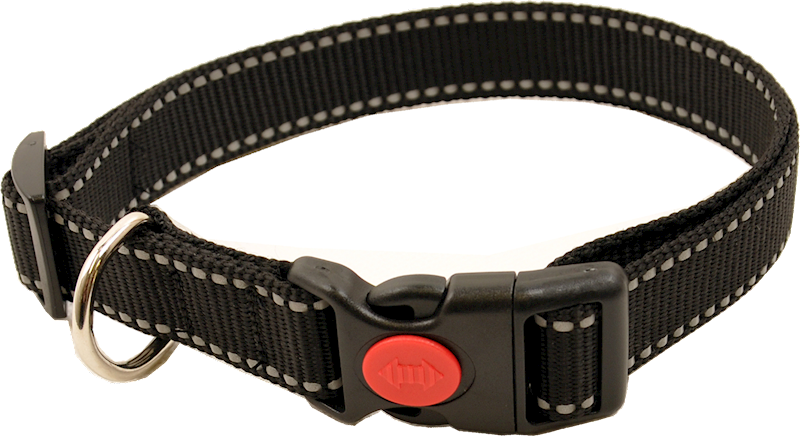 Obroża z zapinką odblask 25mm/40-70cm CZARNA