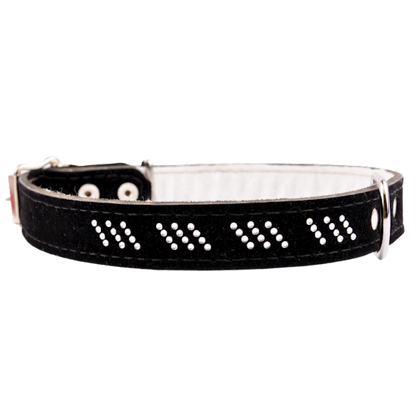 Obroża ozdobna welur 20mm/47cm CZARNA