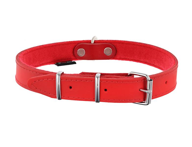 Obroża skórzana 30mm/56cm CZERWONA