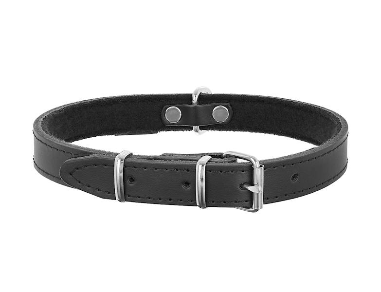 Obroża skórzana 22mm/45cm CZARNA