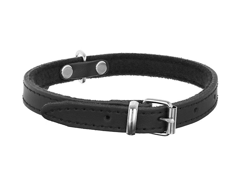Obroża skórzana 16mm/40cm CZARNA