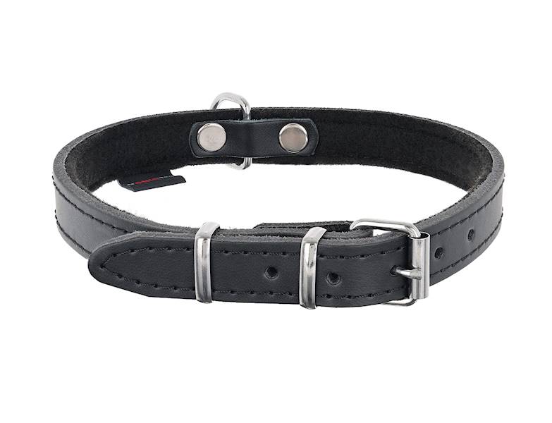 Obroża skórzana 25mm/49cm CZARNA