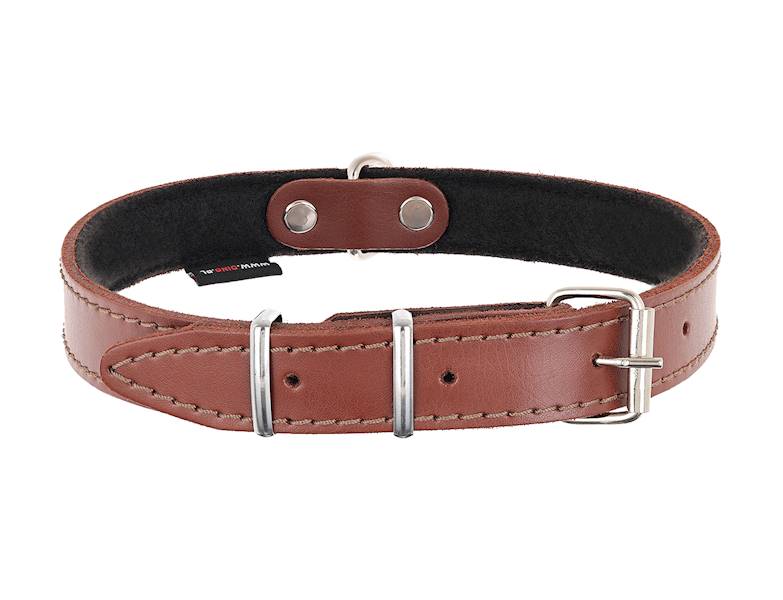 Obroża skórzana 22mm/53cm BRĄZ