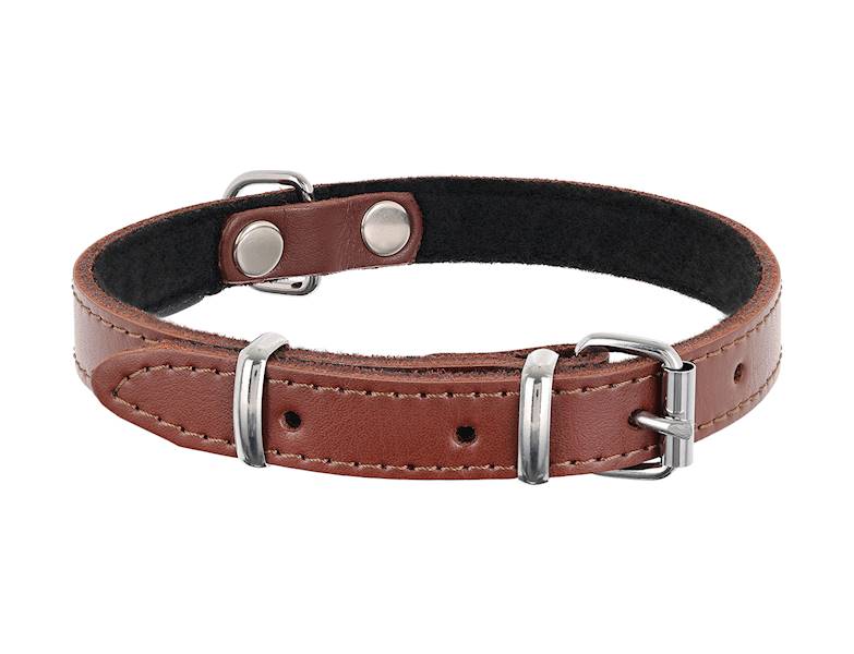 OBROŻA SKÓRZANA 18mm/43cm BRĄZOWA