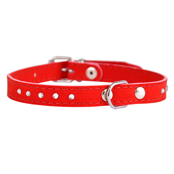 OBROŻA WELUR-CYRKONIA 14mm/36cm CZERWONA
