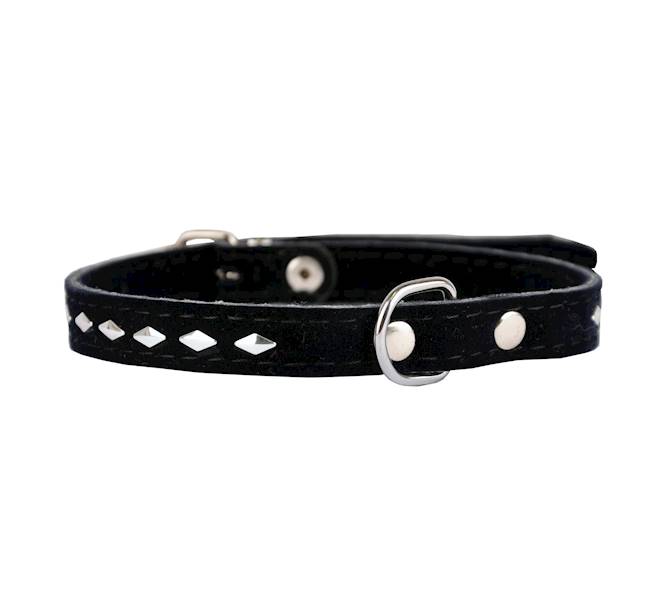 OBROŻA WELUR-OZDOBNA ROMB 14mm/36cm CZARNA