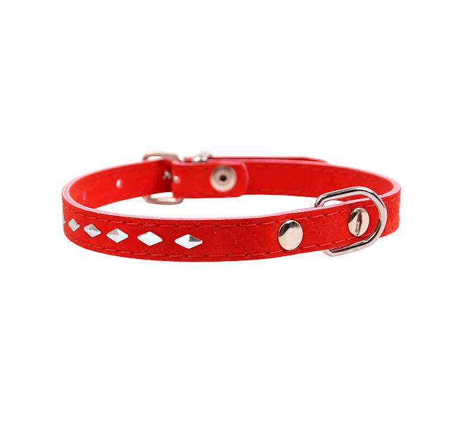 OBROŻA WELUR-OZDOBNA ROMB 16mm/40cm CZERWONA